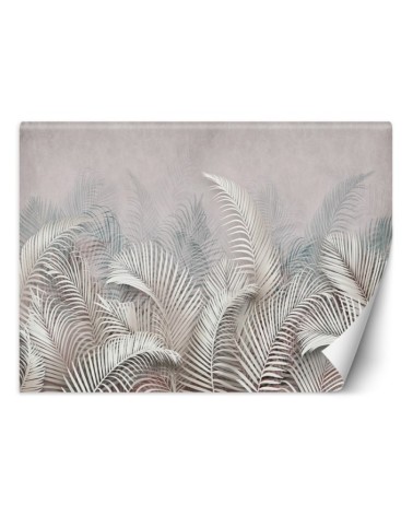 Original wall mural - Palm leaves 3D beige | FEEBY