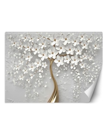 Depth effect wallpaper - Abstract gold tree flowers nature 3D | FEEBY