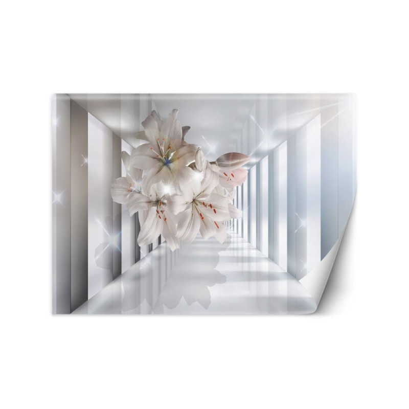 Fototapety z efektem głębi - Kwiaty w tunelu 3D | FEEBY