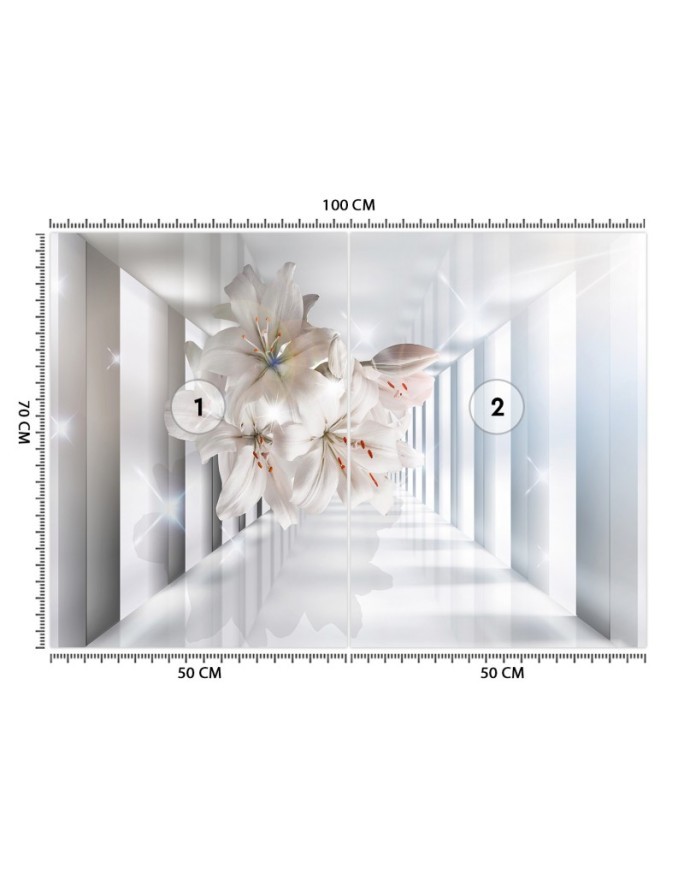 Fototapety z efektem głębi - Kwiaty w tunelu 3D | FEEBY