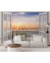 Original Wallpaper for living room - Sunset window on beach | FEEBY