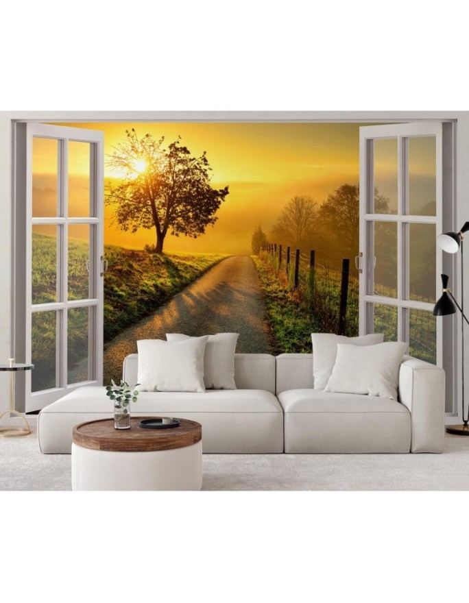 Most fashionable wall murals - Window view sunset landscape | FEEBY