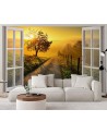 Most fashionable wall murals - Window view sunset landscape | FEEBY
