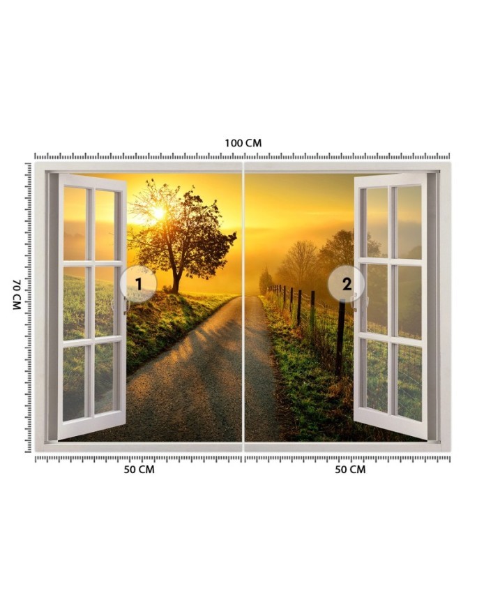 Most fashionable wall murals - Window view sunset landscape | FEEBY