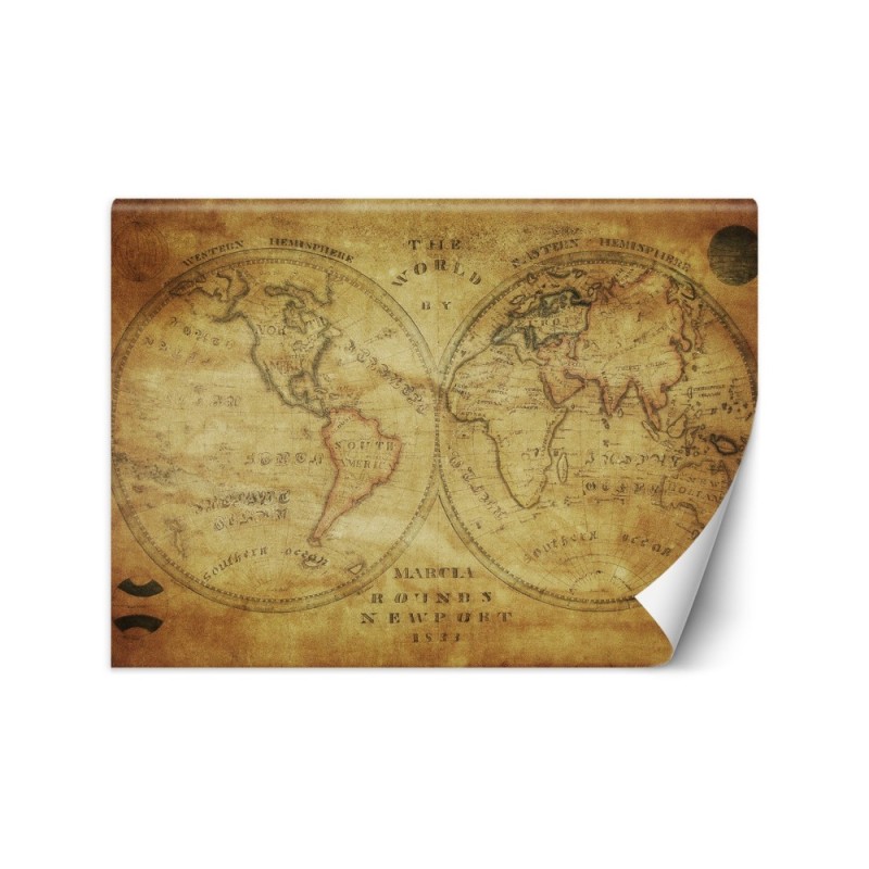 Stylowe fototapety - Stara retro mapa świata | FEEBY