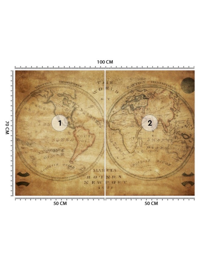 Stylowe fototapety - Stara retro mapa świata | FEEBY