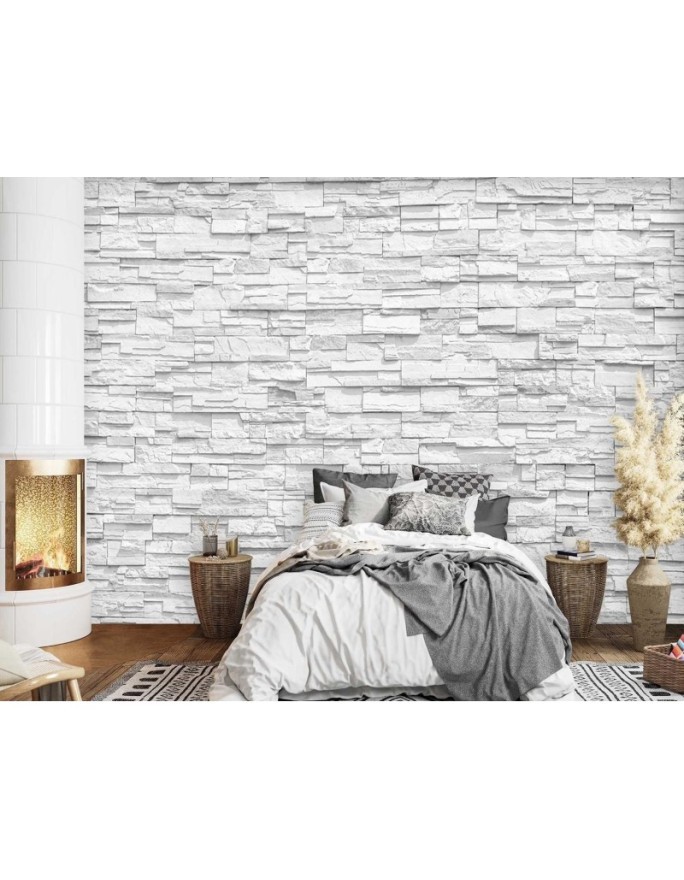 Nowoczesne fototapety - Mur z białych kamieni | FEEBY