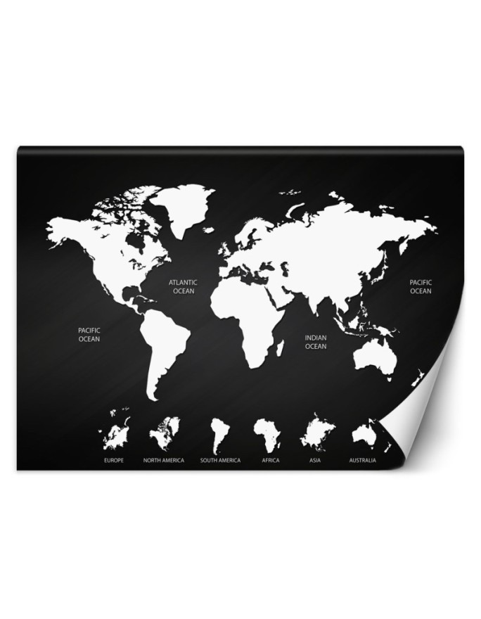 Inspirujące fototapety - Czarno biała mapa świata | FEEBY