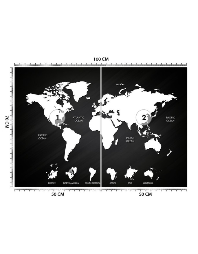 Inspirujące fototapety - Czarno biała mapa świata | FEEBY