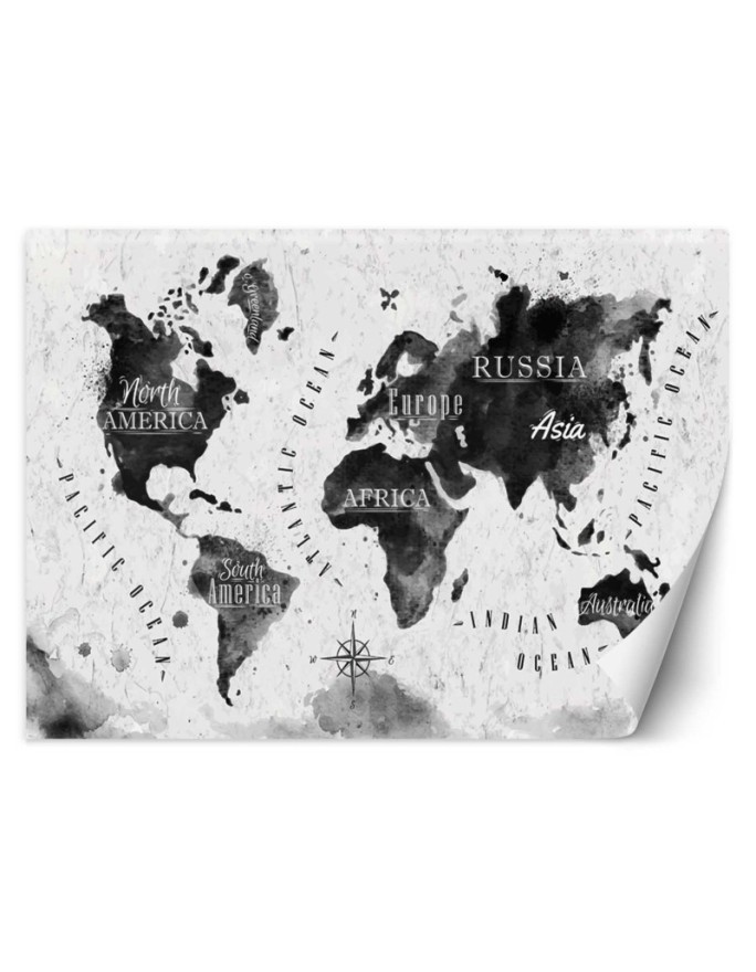 Fototapeta - Monochromatyczna mapa świata watercolor | FEEBY