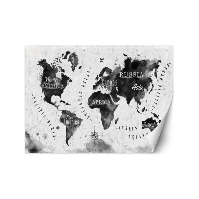 Fototapeta - Monochromatyczna mapa świata watercolor | FEEBY