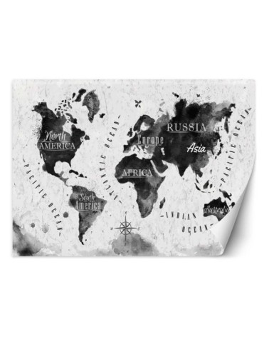 Fototapeta - Monochromatyczna mapa świata watercolor | FEEBY