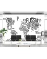 Wall mural - World map black and white lettering Scandinavian style | FEEBY