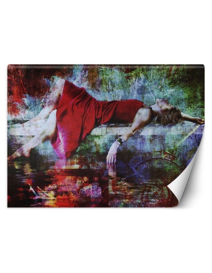 Inspirational wall mural - Woman in red dress abstract | FEEBY