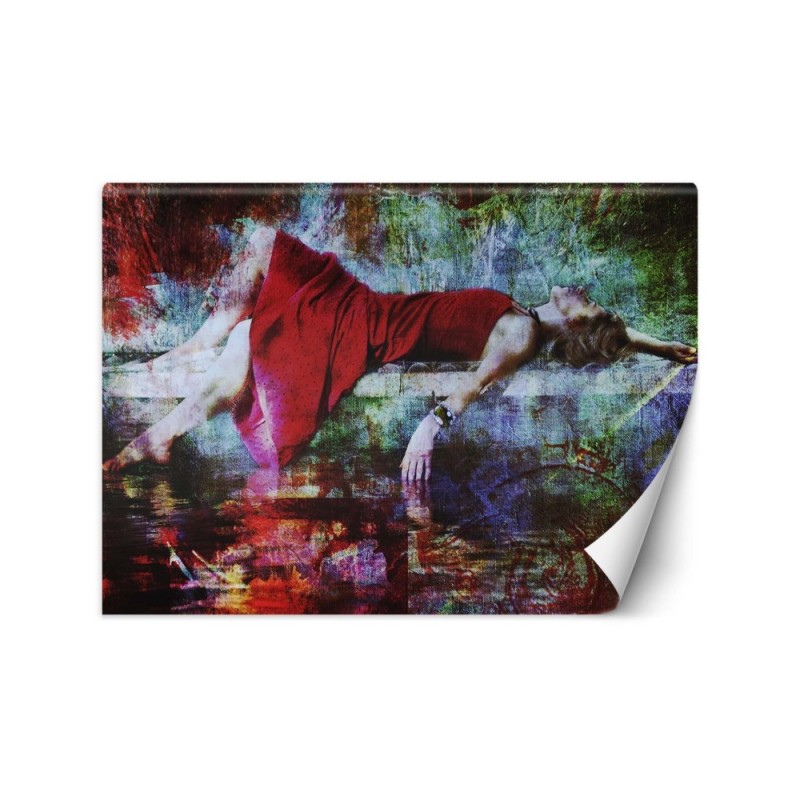 Inspirująca fototapeta - Kobieta w czerwonej sukience abstrakcja | FEEBY