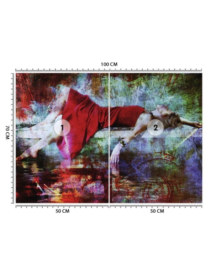 Inspirująca fototapeta - Kobieta w czerwonej sukience abstrakcja | FEEBY