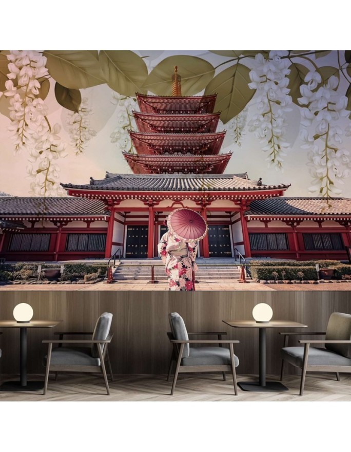 Inspirujące fototapety - Gejsza i świątynia Senso Ji w Tokio | FEEBY