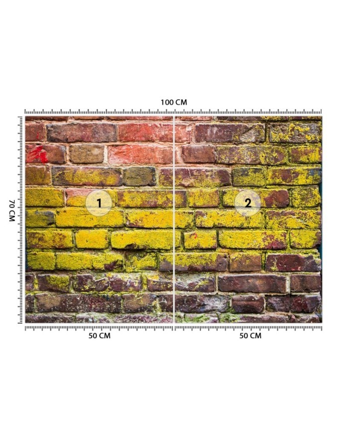 Fototapety tekstury - Stary kolorowy mur z cegieł | FEEBY