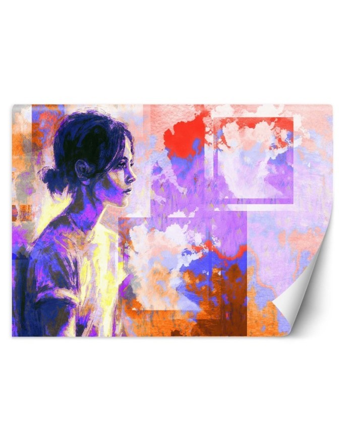 Inspirujące fototapety - Abstrakcyjny portret kobiety w fiolecie | FEEBY