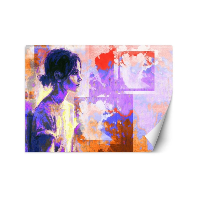 Inspirujące fototapety - Abstrakcyjny portret kobiety w fiolecie | FEEBY