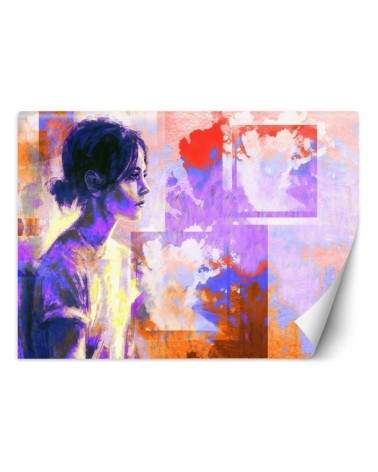 Inspirujące fototapety - Abstrakcyjny portret kobiety w fiolecie | FEEBY