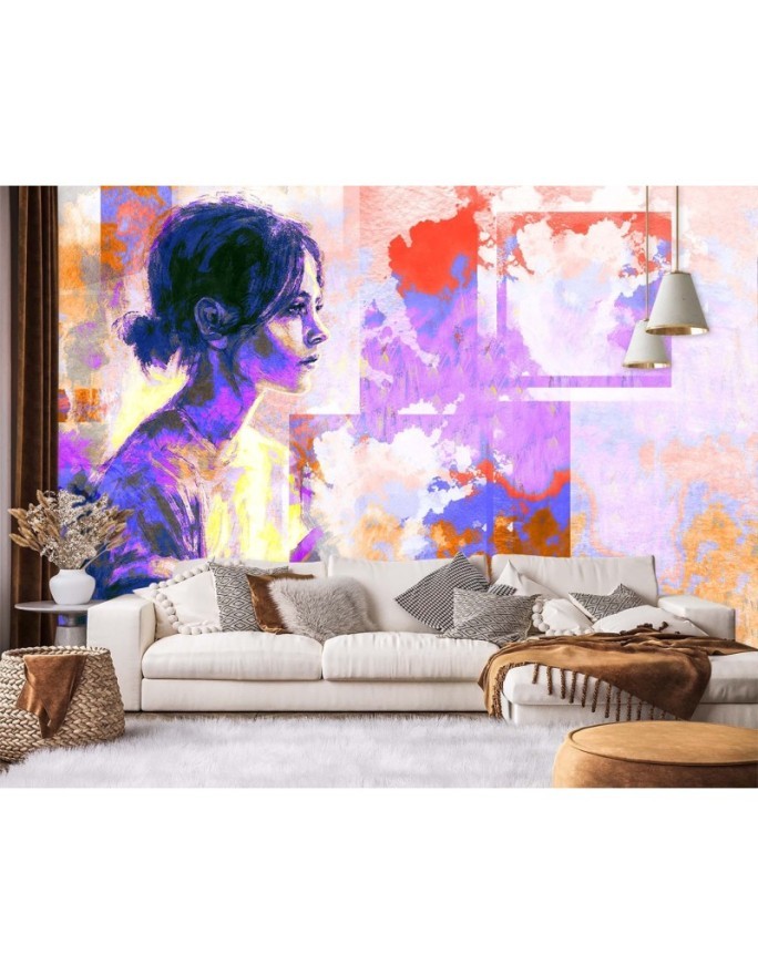 Inspirujące fototapety - Abstrakcyjny portret kobiety w fiolecie | FEEBY