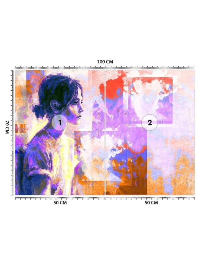 Inspirujące fototapety - Abstrakcyjny portret kobiety w fiolecie | FEEBY