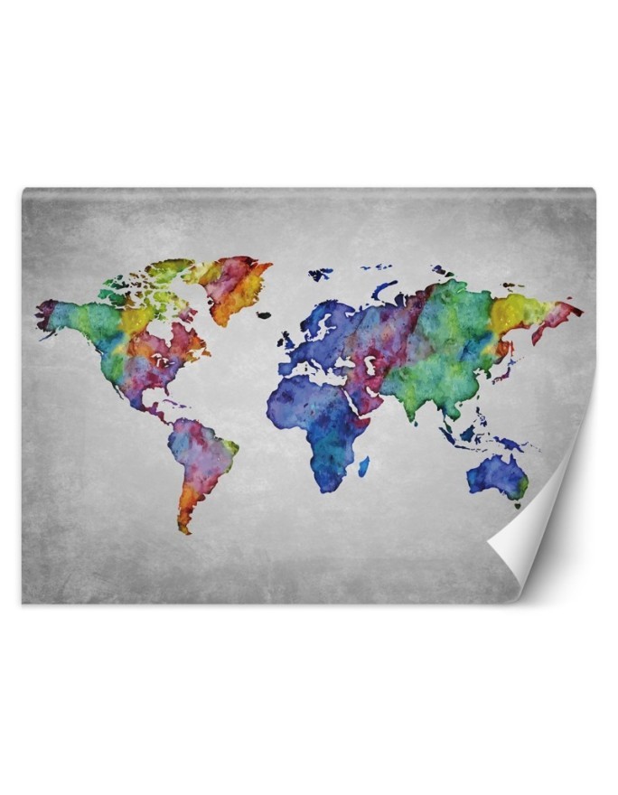 Fototapeta na ścianę - Kolorowa mapa świata w akwareli | FEEBY
