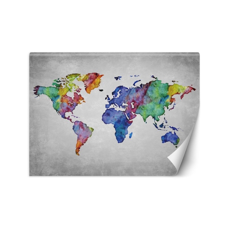 Fototapeta na ścianę - Kolorowa mapa świata w akwareli | FEEBY
