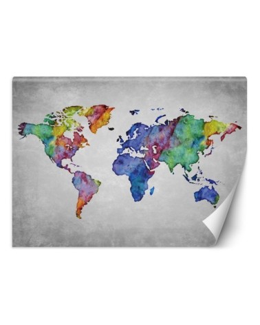 Wallpaper - Coloured world map in watercolour | FEEBY