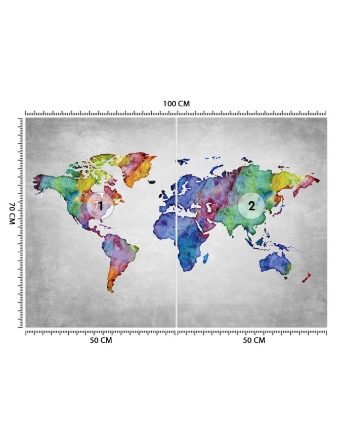 Fototapeta na ścianę - Kolorowa mapa świata w akwareli | FEEBY