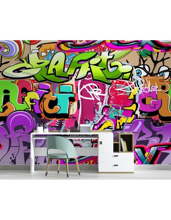 Fototapeta - Graffiti art w neonowych kolorach street art | FEEBY