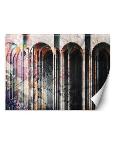 Living room wall mural - Columns of colourful flowers | FEEBY