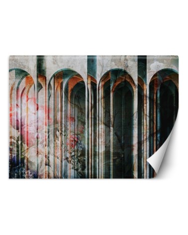 Exclusive wall mural - Columns Coloured Flowers | FEEBY