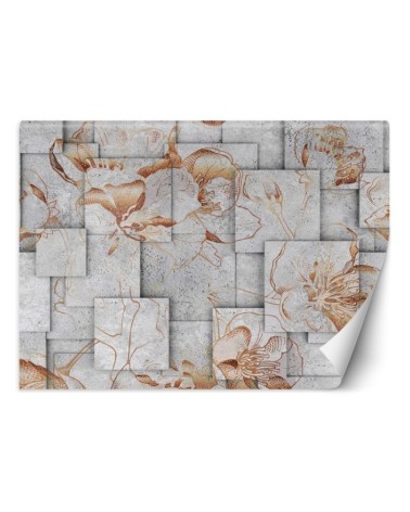 Inspirational wall mural - Flowers on concrete background | FEEBY