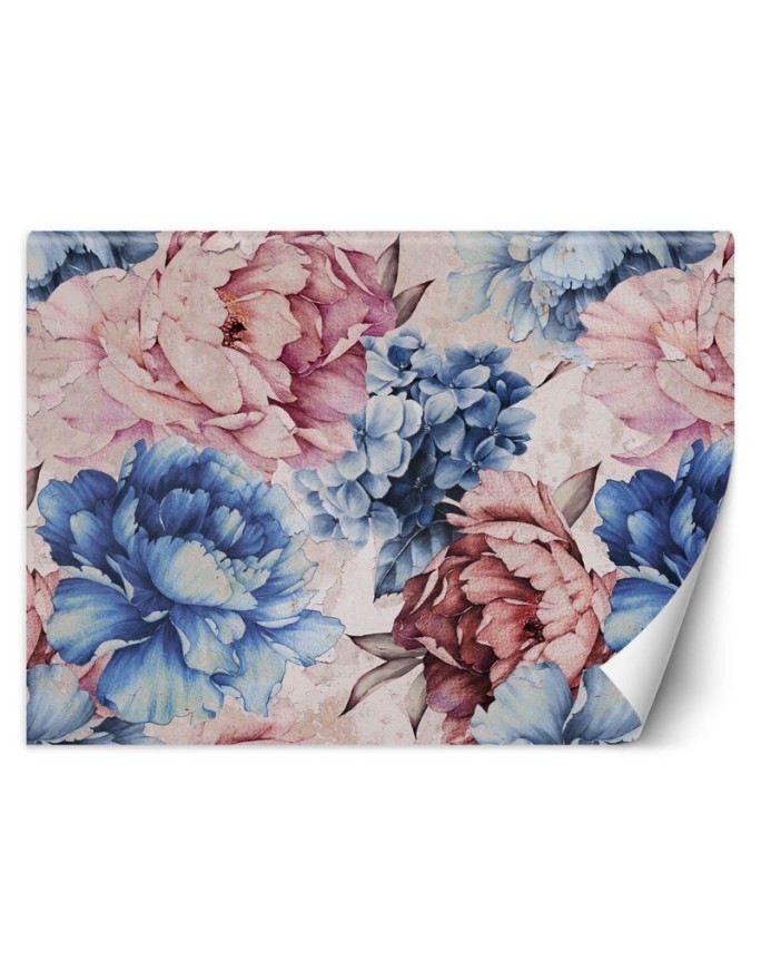 Stylowe fototapety - Piwonie 3D pastelowa akwarela | FEEBY