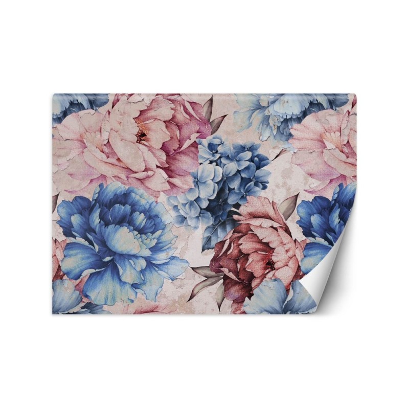 Stylowe fototapety - Piwonie 3D pastelowa akwarela | FEEBY