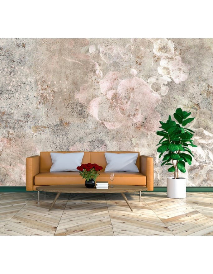 Oryginalne fototapety na ścianę - Beton kwiat róży boho | FEEBY