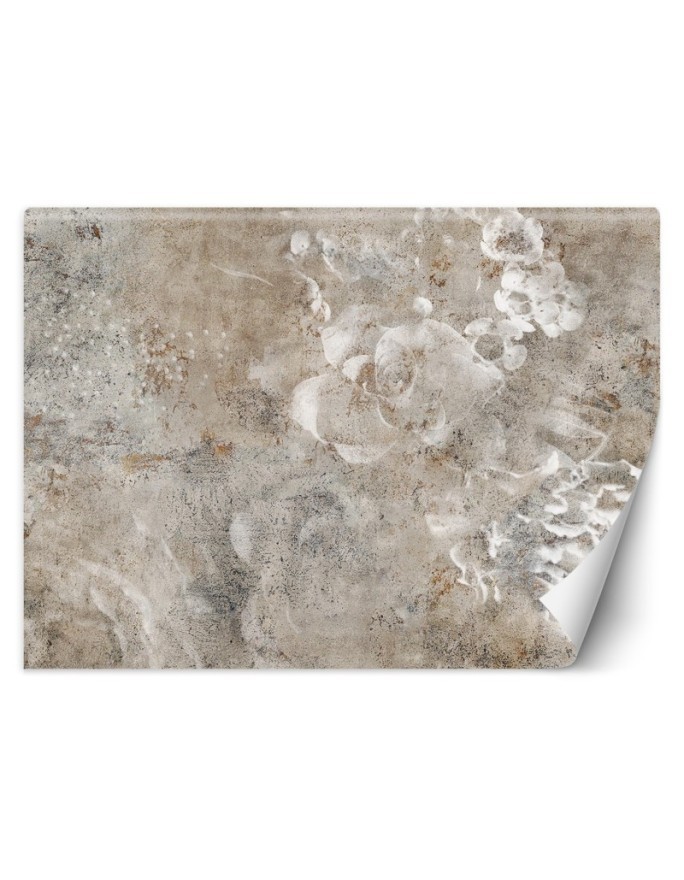 Unikalne fototapety na ścianę - Beton kwiat róży boho | FEEBY