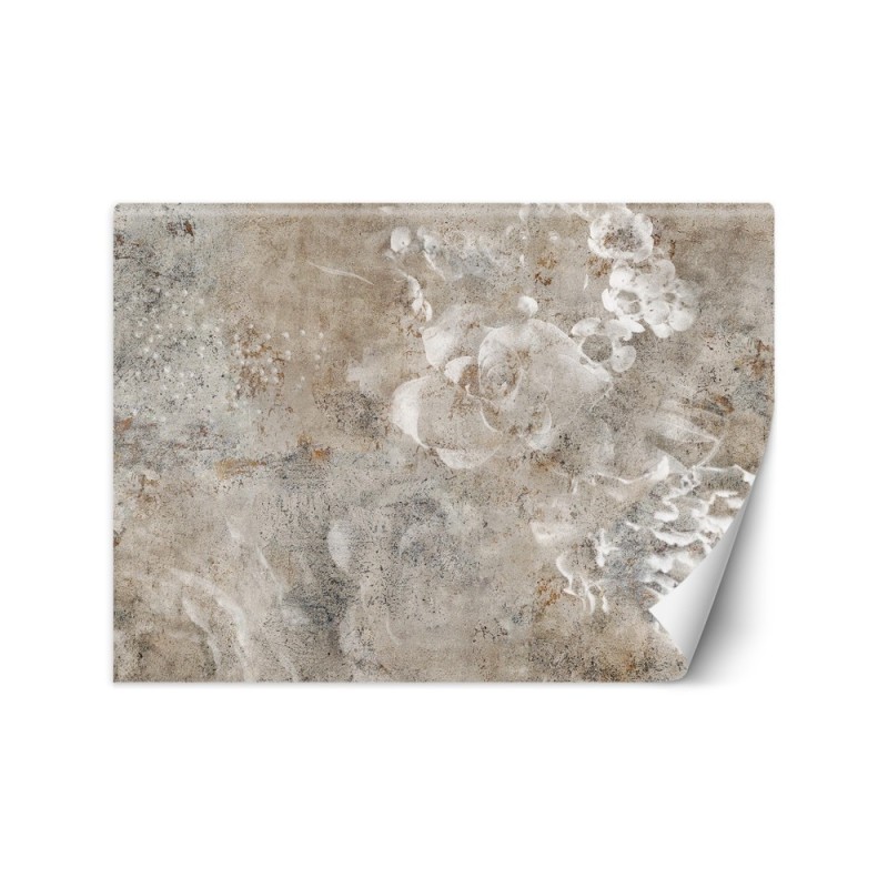 Unikalne fototapety na ścianę - Beton kwiat róży boho | FEEBY