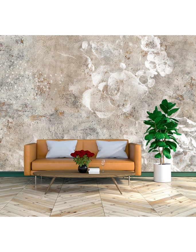 Unique wall murals - Concrete rose flower boho | FEEBY