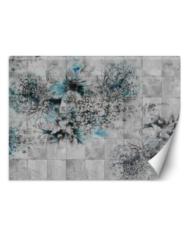 Exclusive wall mural - Watercolour flowers on grey background | FEEBY