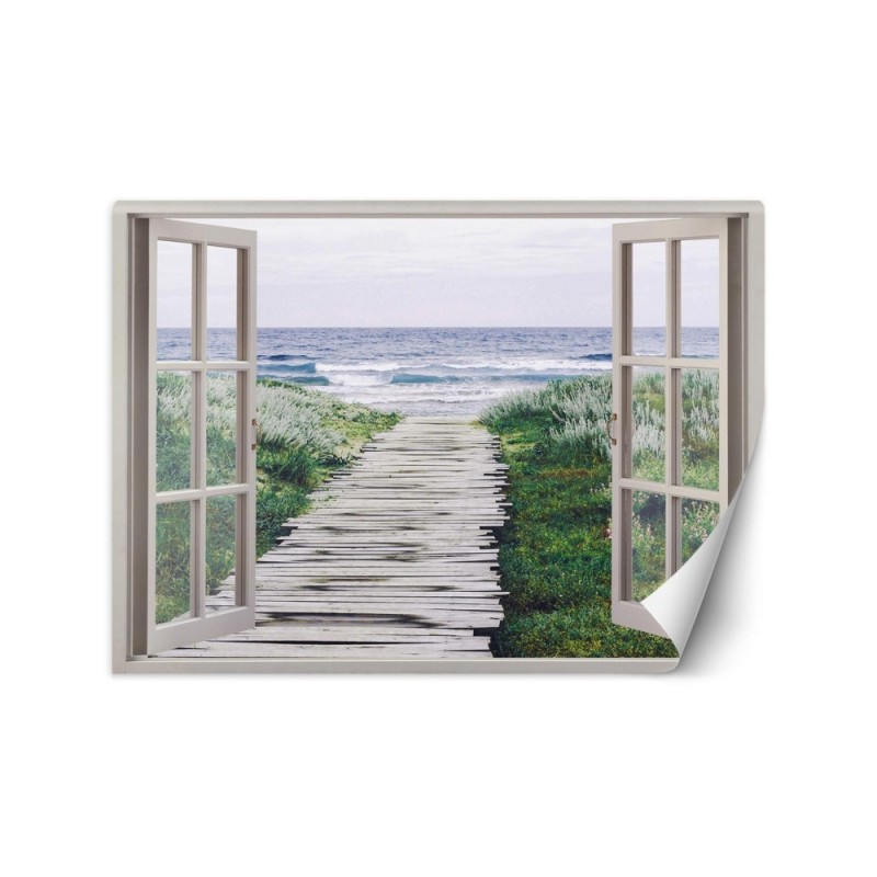 Najmodniejsze fototapety - Okno morze plaża pomost | FEEBY