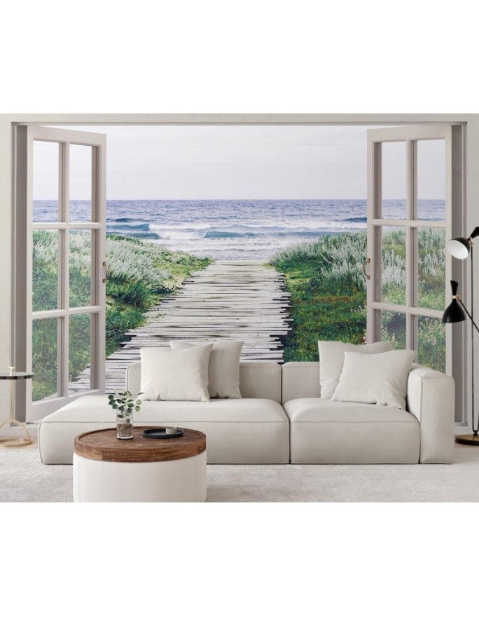 The most fashionable wall murals - Window sea beach pier | FEEBY