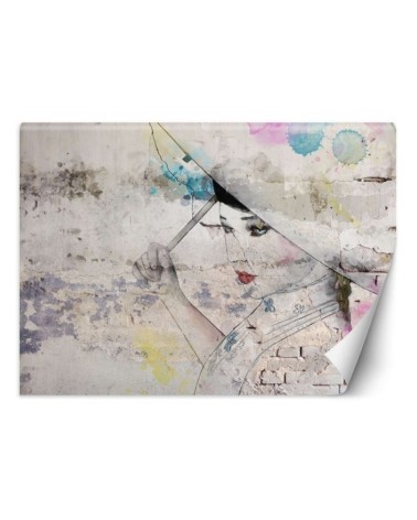 Wall mural - Geisha parosol old wall | FEEBY