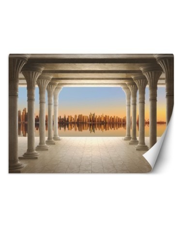 Depth effect wall mural - Columns with city view | FEEBY