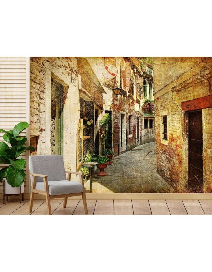 Stylowe fototapety - Uliczka między budynkami w Toskanii | FEEBY