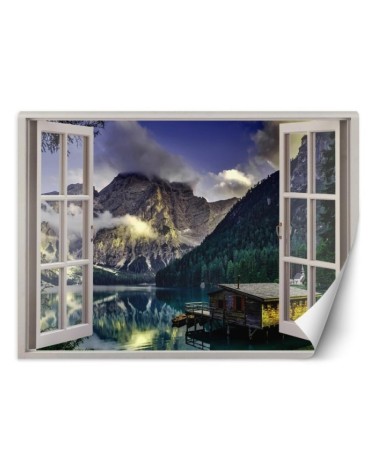 The most fashionable Wallpapers - Window view of a lake house in the mountains | FEEBY