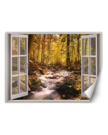 The most fashionable Wallpapers - Window view forest mountain stream | FEEBY