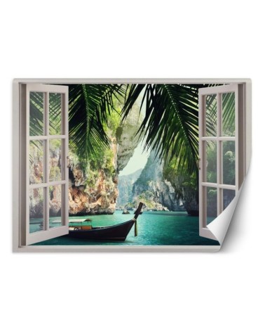 Most fashionable Wallpapers - Window view tropical beach palm trees | FEEBY